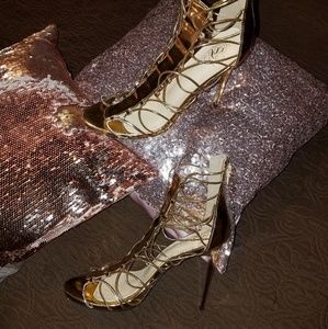 Gold high heel women stilettos